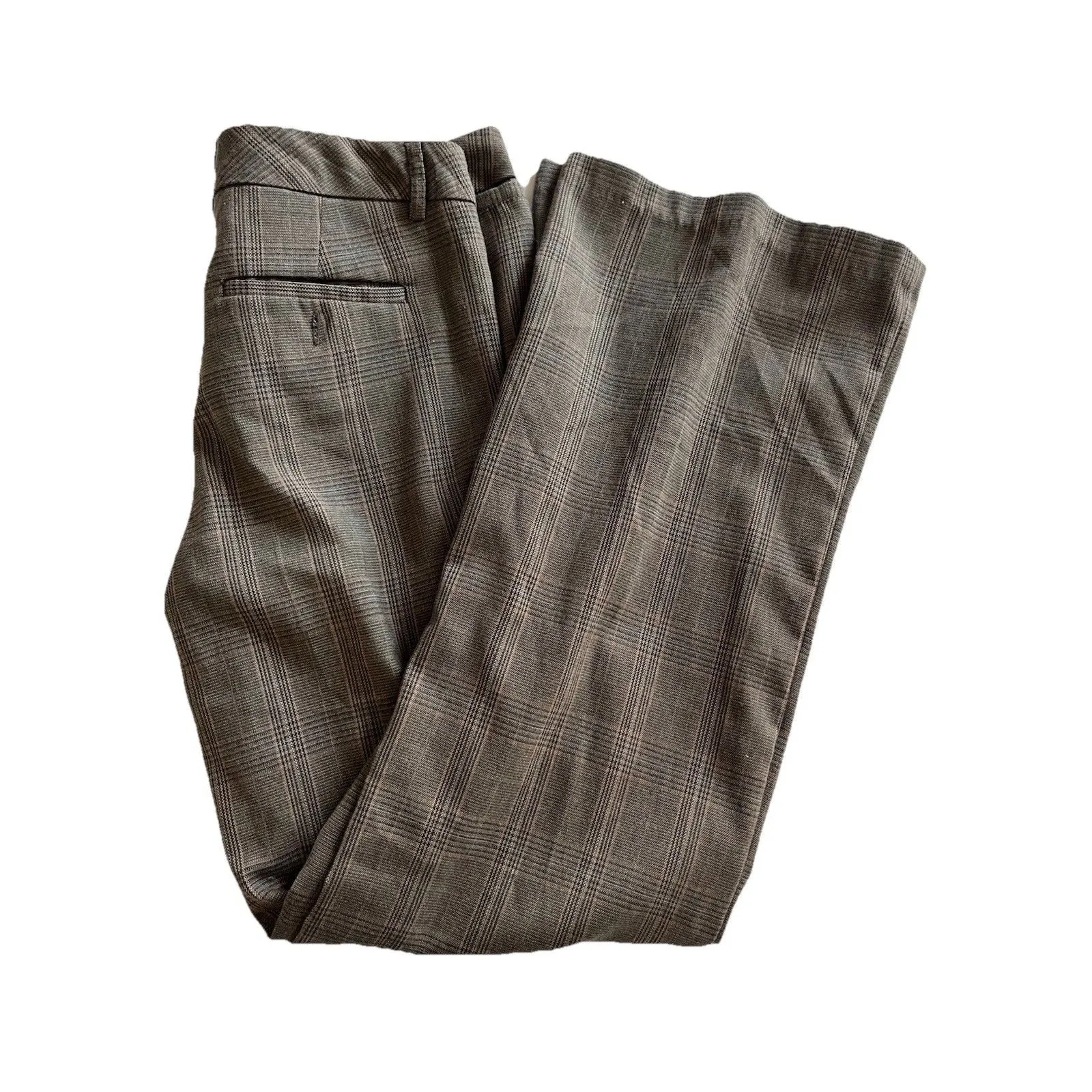 Plaid Bootcut Trouser Pants Size 4 Brown Twee Classic Preppy - Image 4
