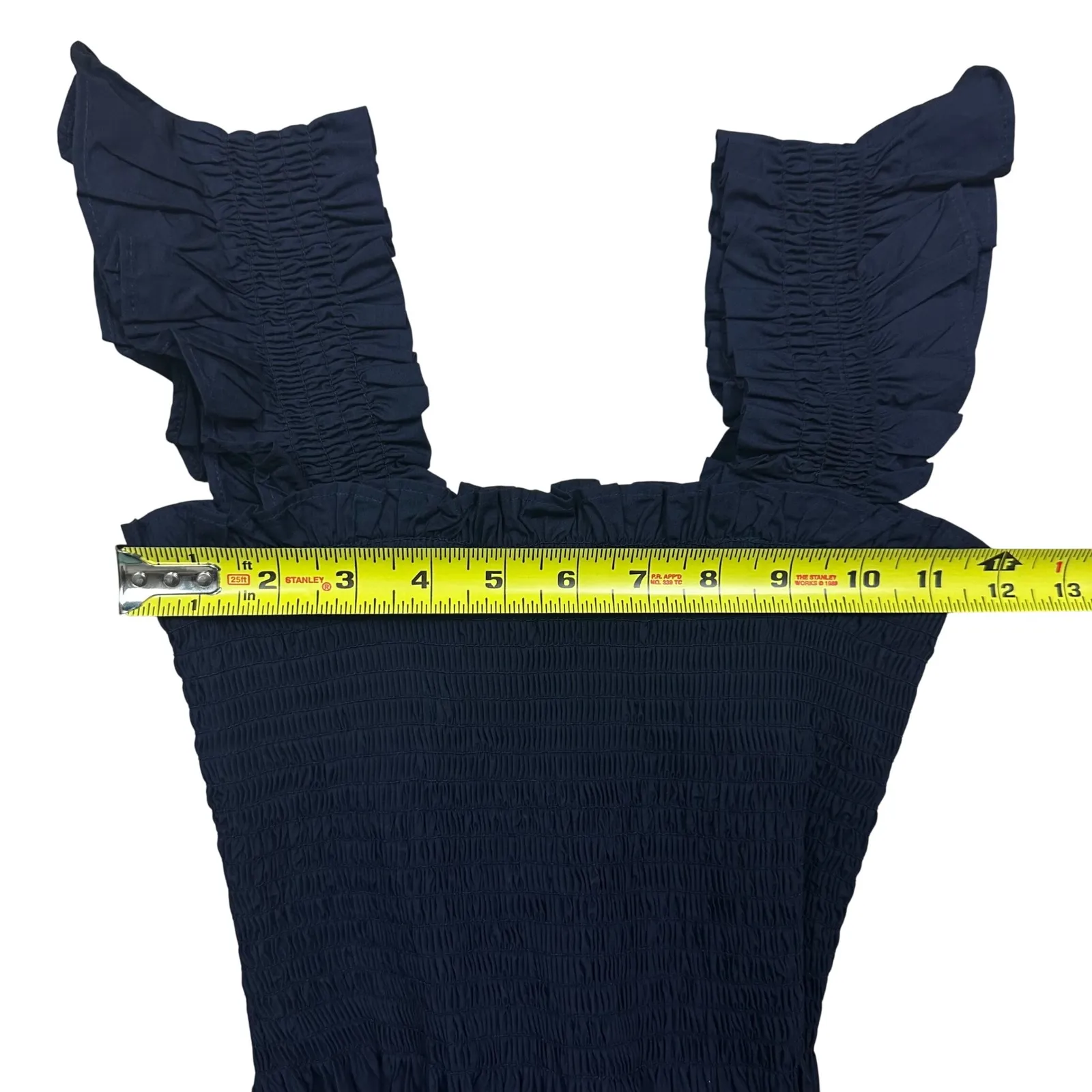 NWT Quince Women's Navy Blue 100% Organic Cotton Poplin Smocked Midi Dress S - Image 7