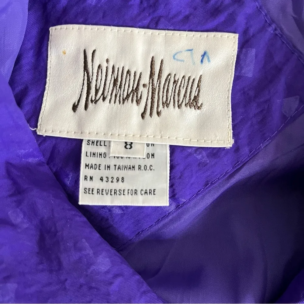 NEIMAN MARCUS Purple Trench Coat Nylon Midi Womens Size 8 VINTAGE - Image 4