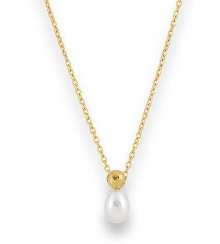 White Pearl Pendant Necklace for Women Gold - Image 4