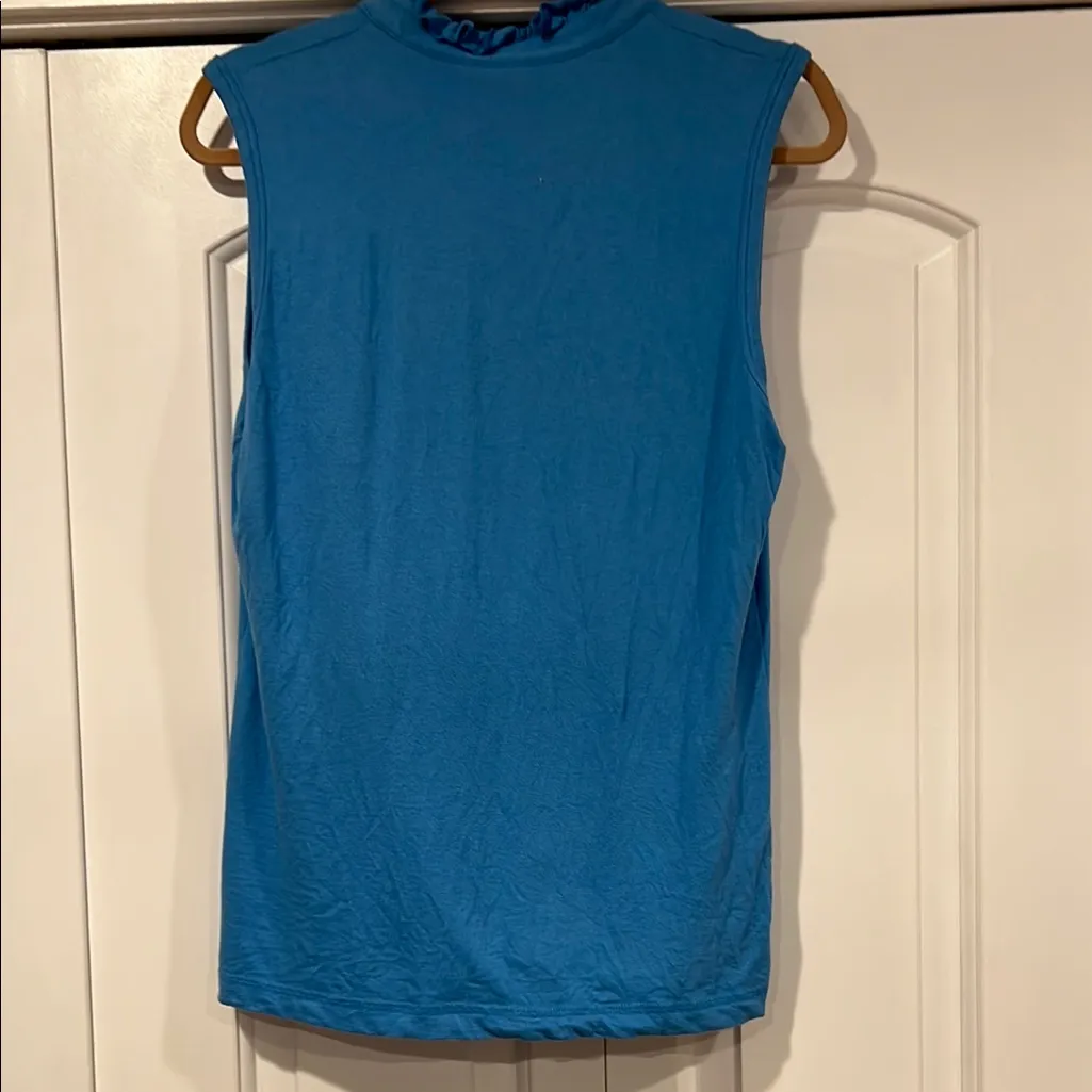 Tory‎ Burch Ruffled Blue Buttoned Blouse large - Image 4