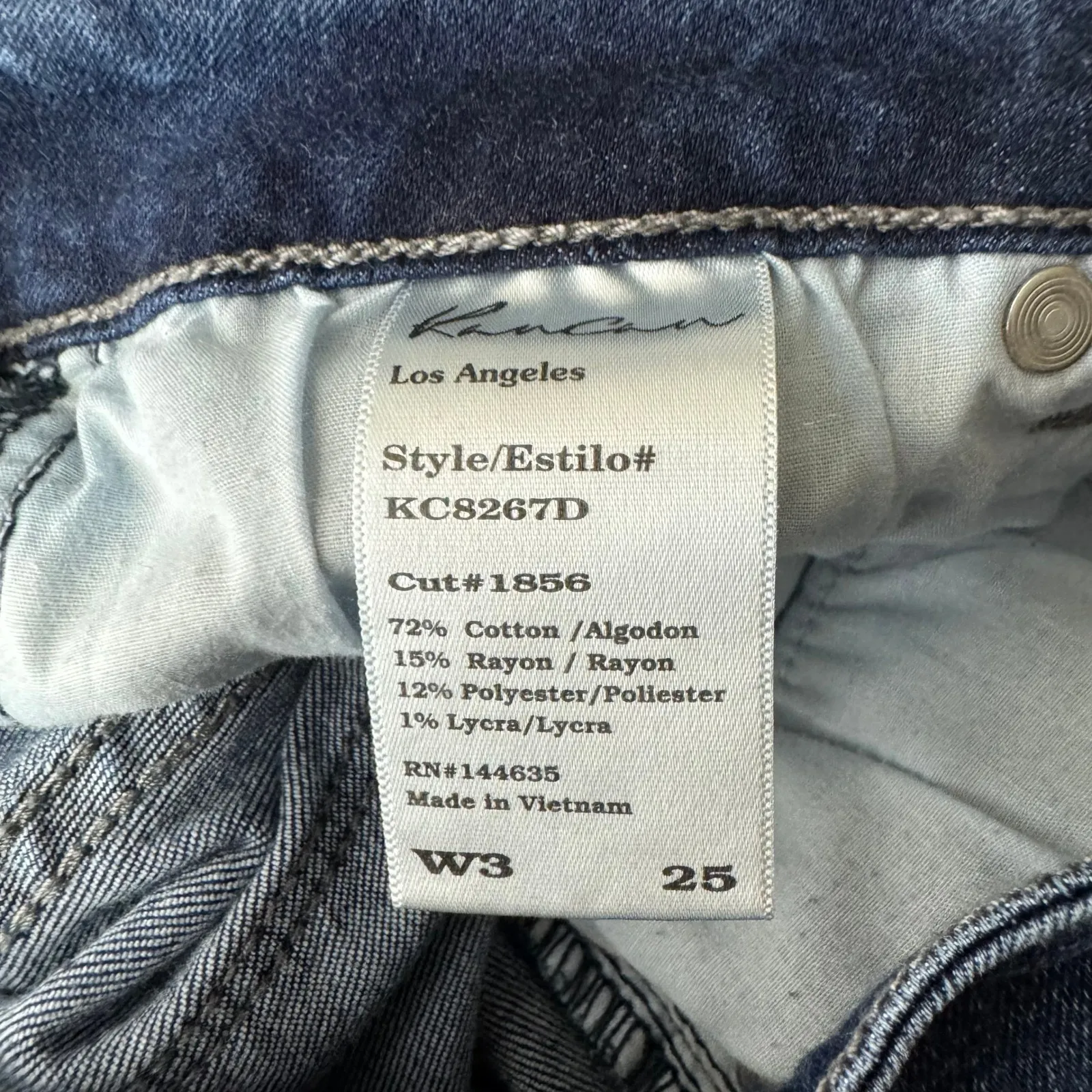 KanCan Distressed Skinny Jeans Dark Wash W3 25 High Rise Ripped Blue - Image 4