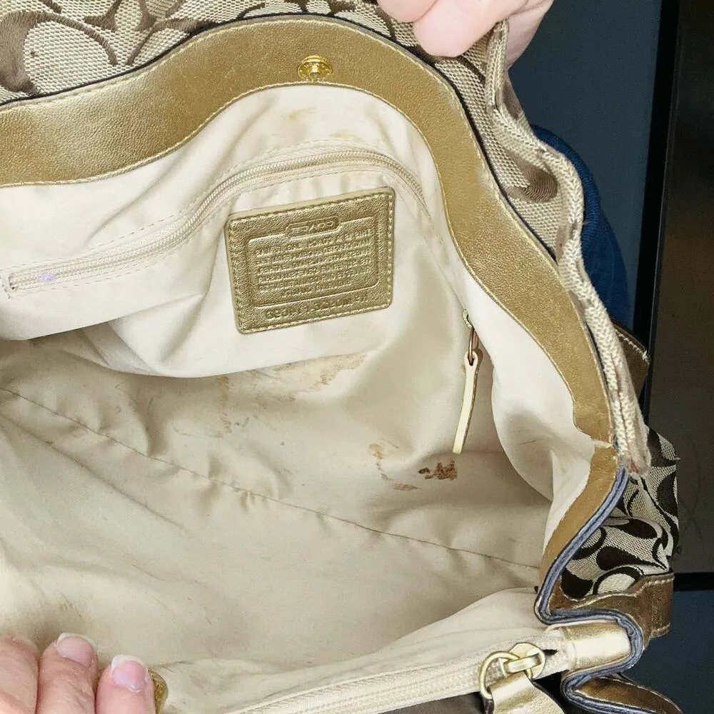 COACH Women's Brown Penelope Signature Leather Duffle Hobo Shoulder Handbag - Image 6