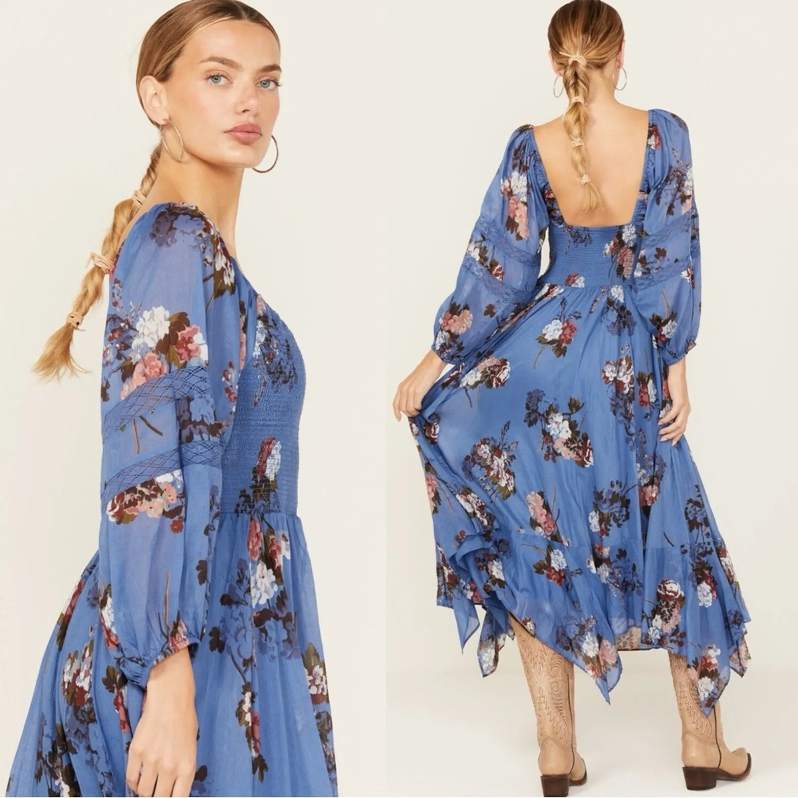 Free People Bohemian Witchy Fairy Morning Glory Maxi Dress Bluebell Medium NWT - Image 12