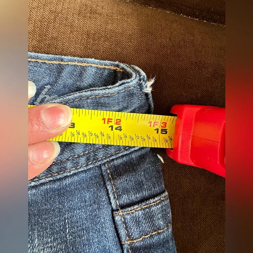 Calvin Klein Blue Jeans Boot Cut With Tan thread Pockets SZ 6 - Image 10