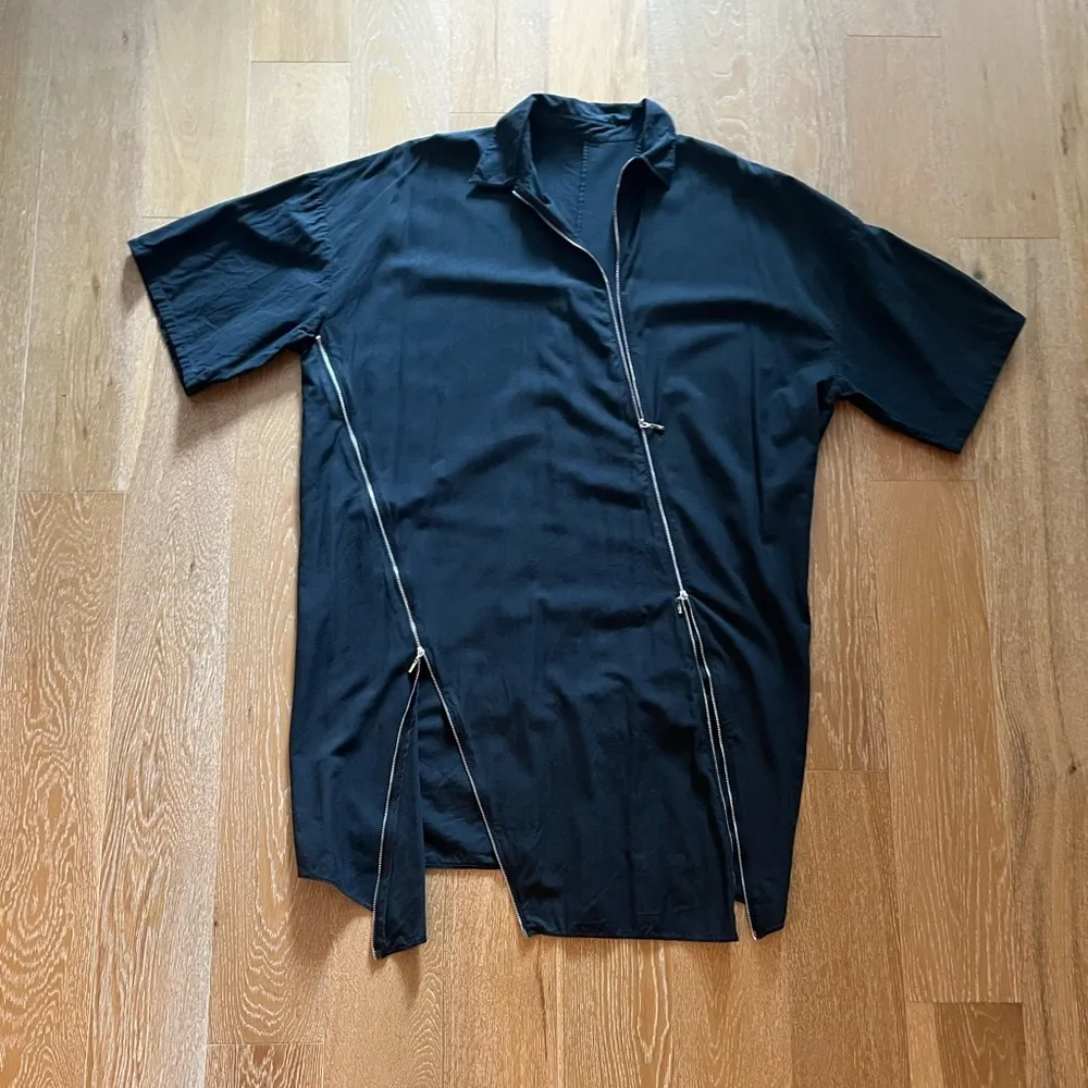 Women’s Charcoal Zip-Up Shirt oversized mini dress - Image 4