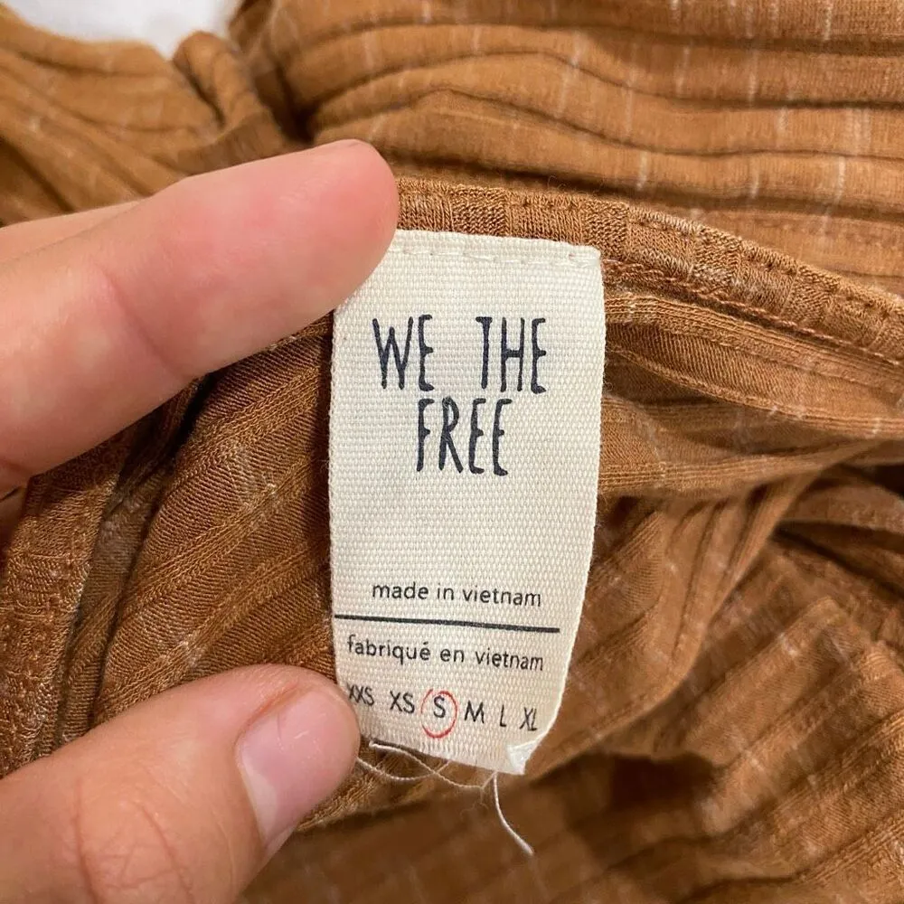 Free People We The Free Rust Ribbed Wrap Tie Top Size Small - Image 4
