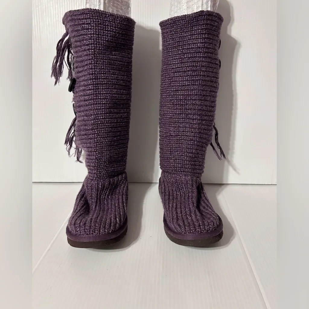 UGG Purple knit button tall winter boots women fits size 7 - Image 3