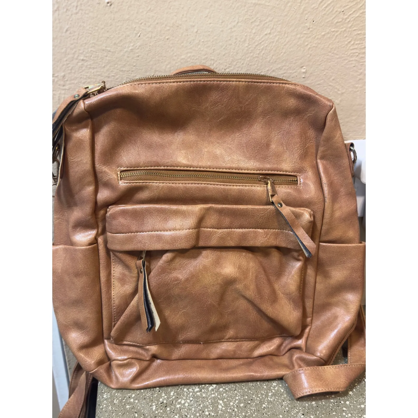 Womens Faux Leather Backpack Convertible Shoulder Bag Travel Daypack Brown‎ Brown - Image 2