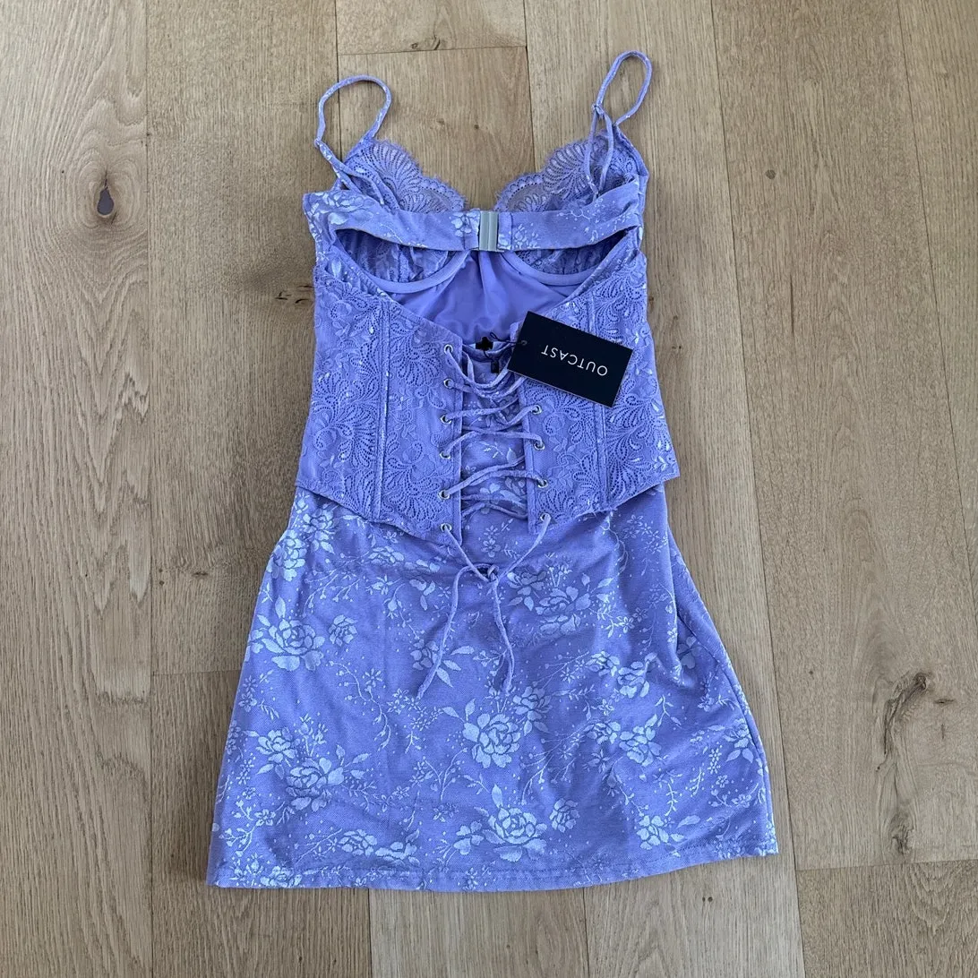 Outcast Clothing Mini Dress Ma Belle Size M Lilac Purple Size M - Image 3