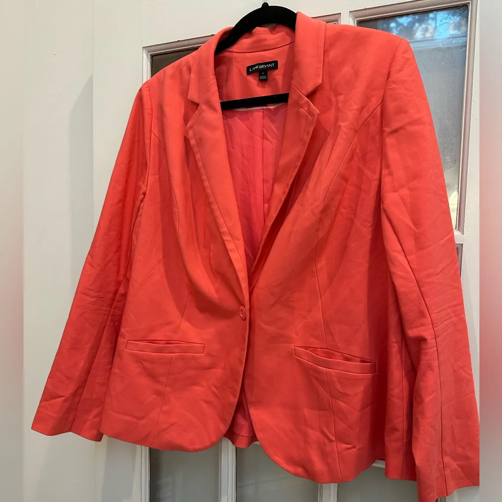 Lane Bryant Bright Peach Coral Single Button Blazer Jacket Women’s Plus Size 18 - Image 4