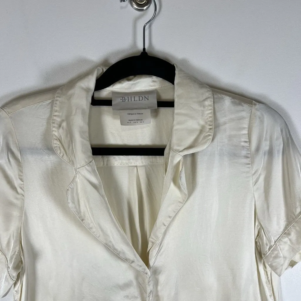 Anthropologie‎ BHLDN Juniper Pajama Top Womens Small Cream Heart Buttons - Image 2