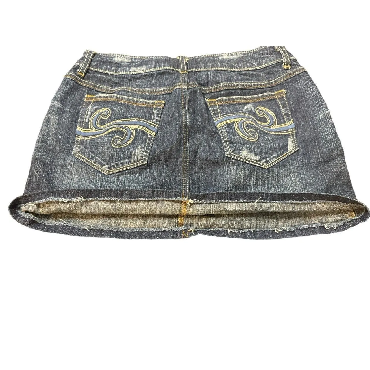 Vintage Candies Y2K Candies Distress Demi Low Rise Mini Skirt Juniors size 7 jrs Blue - Image 2