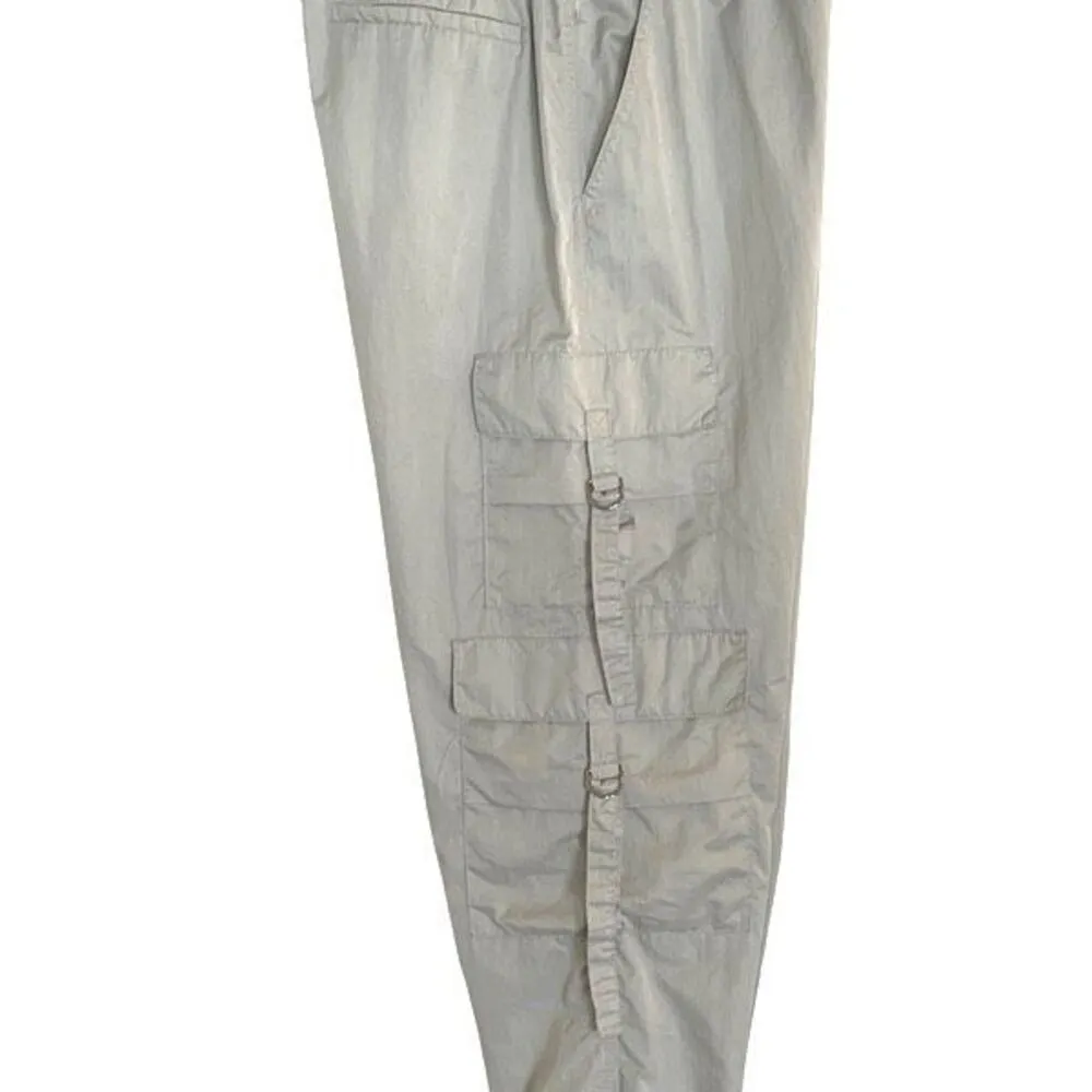 Zara Womens Elastic Waist Pull On Relaxed Cargo Parachute Jogger Pants Stone Gra - Image 6