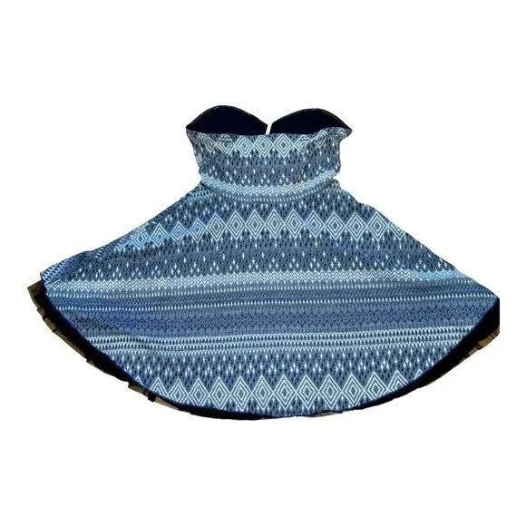 Free People Strapless Black Blue Embellished Frilly Skirt Dress Tulle Boho Small - Image 3