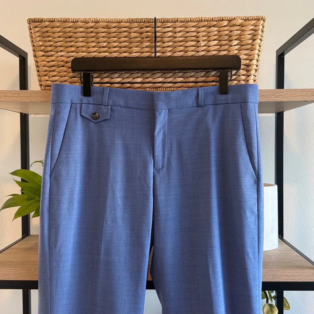 Banana Republic Logan Stretch Wool Mid-Rise Blue Woven Dress Pant Trouser, 10 - Image 2