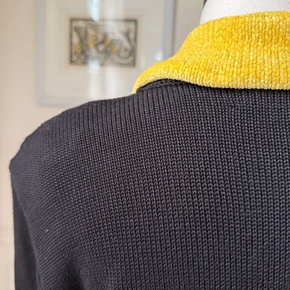 Jamie Kreitman Daisy Double Breasted Cardigan Sweater Blazer Black White Yellow Size M - Image 8