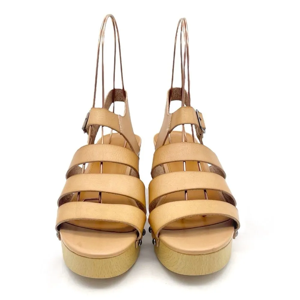 J. Crew The Chloe Clog Platform Strappy Sandal in Saddle Tan Faux Leather Size 7 - Image 7