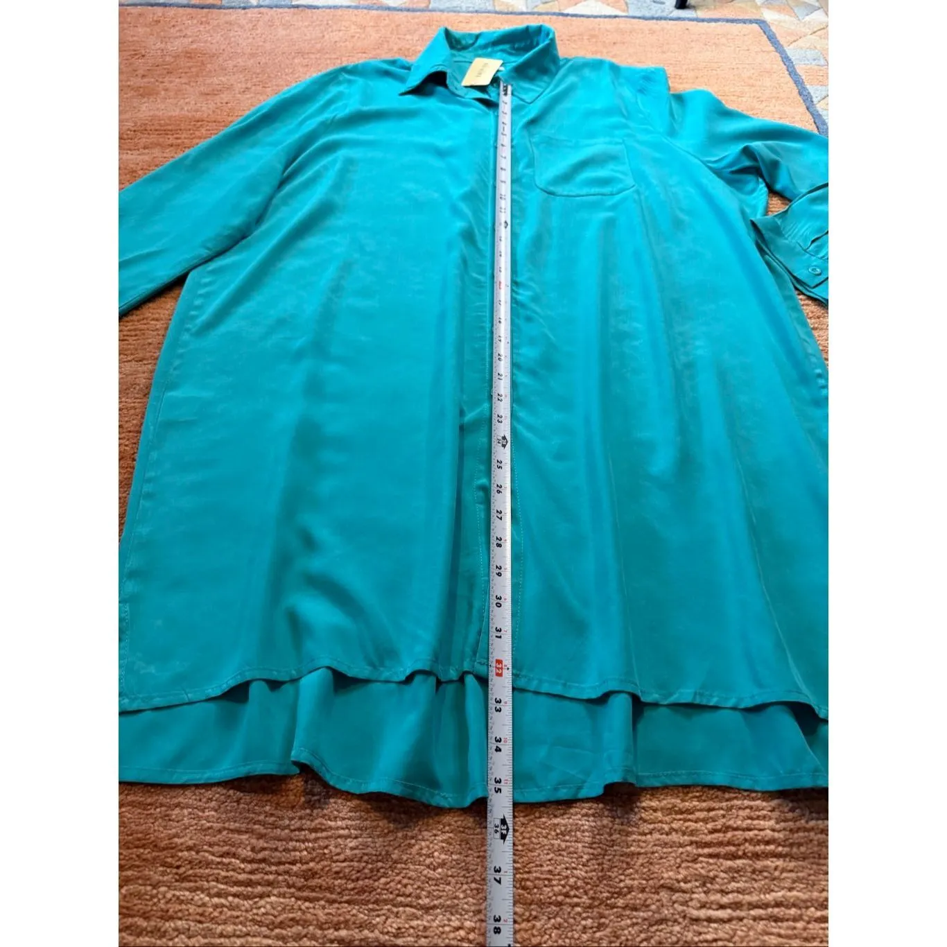 NWT Ekouaer Teal Button Front Long Sleeve Shirt Dress Size XL - Image 3
