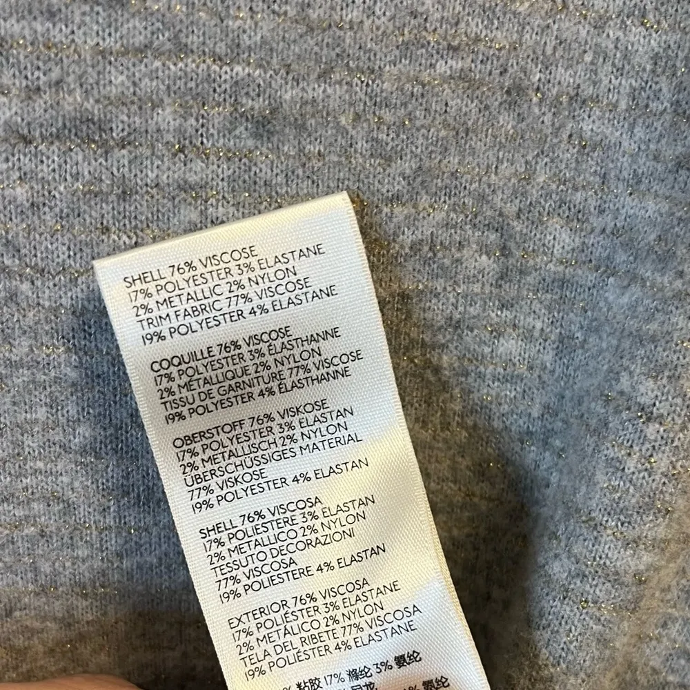 Anthropologie Saturday/Sunday Knit Gray w/Gold Sparkly Stripe Cowl Neck XS EUC - Image 9