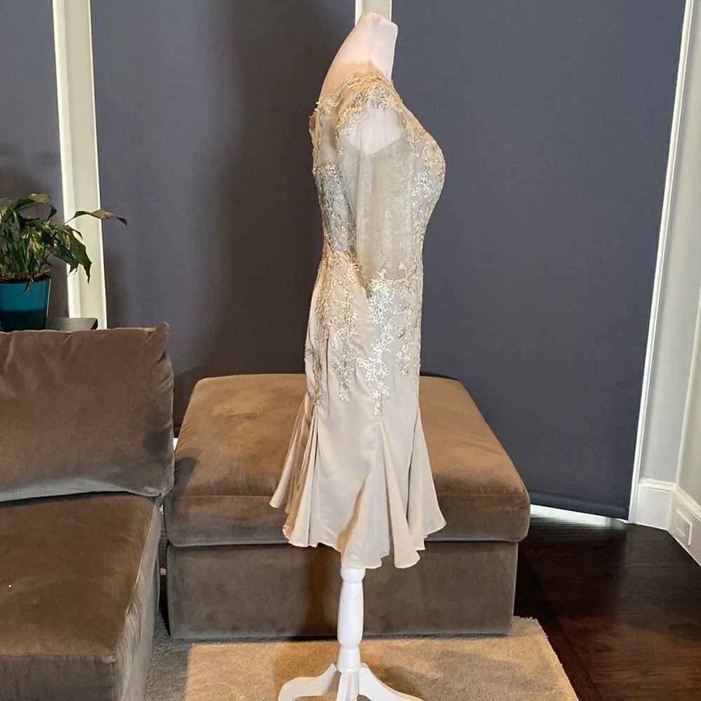 Women’s Short Gray Dress Ruffle Skirt Zip Up Back Size XS - Image 4