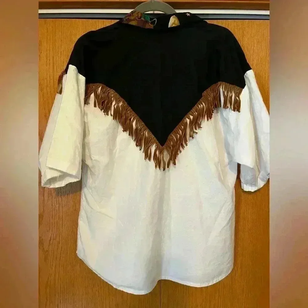 Vintage Lilia Smitty Fringe western gold detail shirt M White Size M - Image 6