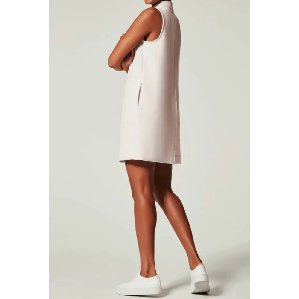AirEssentials Mock Neck Dress Cloud Ivory Grey Soft High Sleeveless Shift - Image 2
