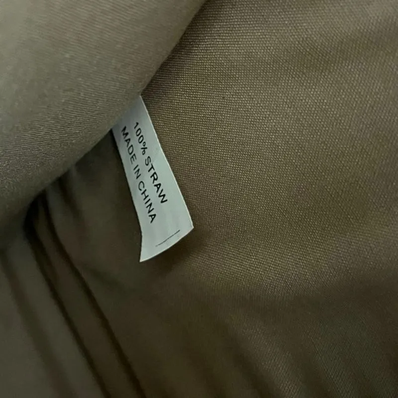 Woven Brown Red Natural Straw Kiss Lock Feet Structured Satchel Bag Flaw - Image 15