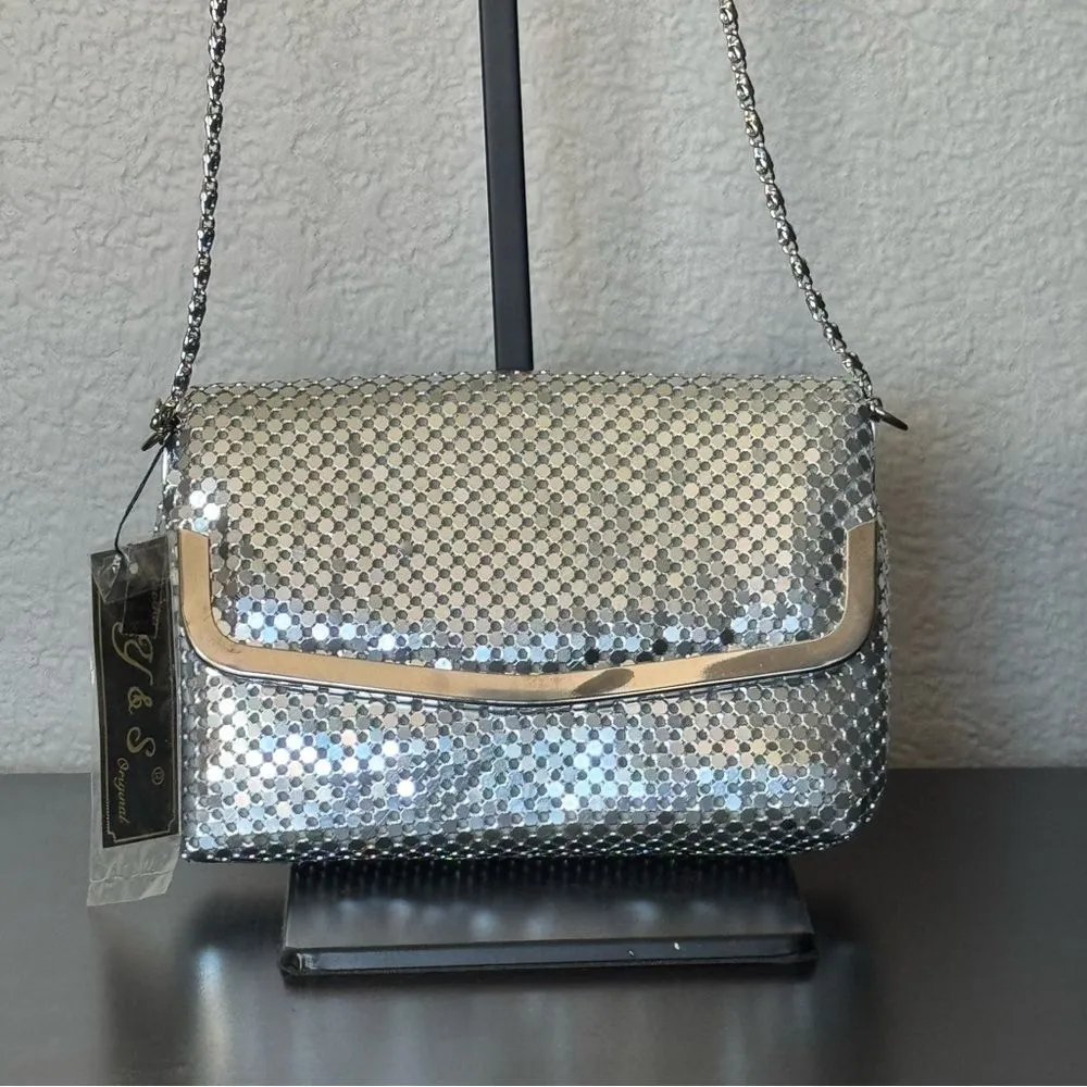 Vintage Silver Chain Mail Mesh Evening Clutch Shoulder Bag Chain Strap NWT - Image 9