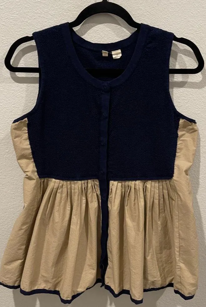 MOTH Darcy Peplum Navy Knit Sleeveless Vest - Image 3