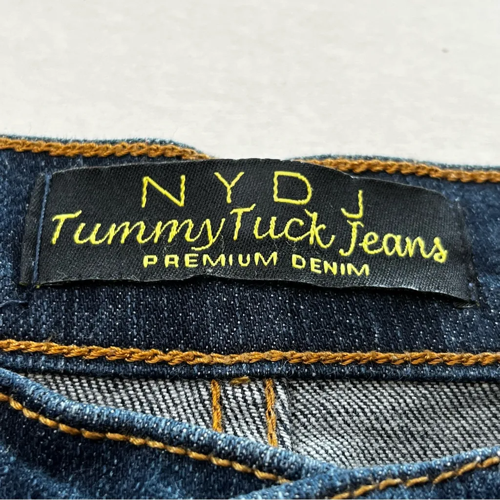 NYDJ Womens Size 4 Blue Dark Wash Denim Jeans Straight‎ Tummy Tuck Five Pockets - Image 2