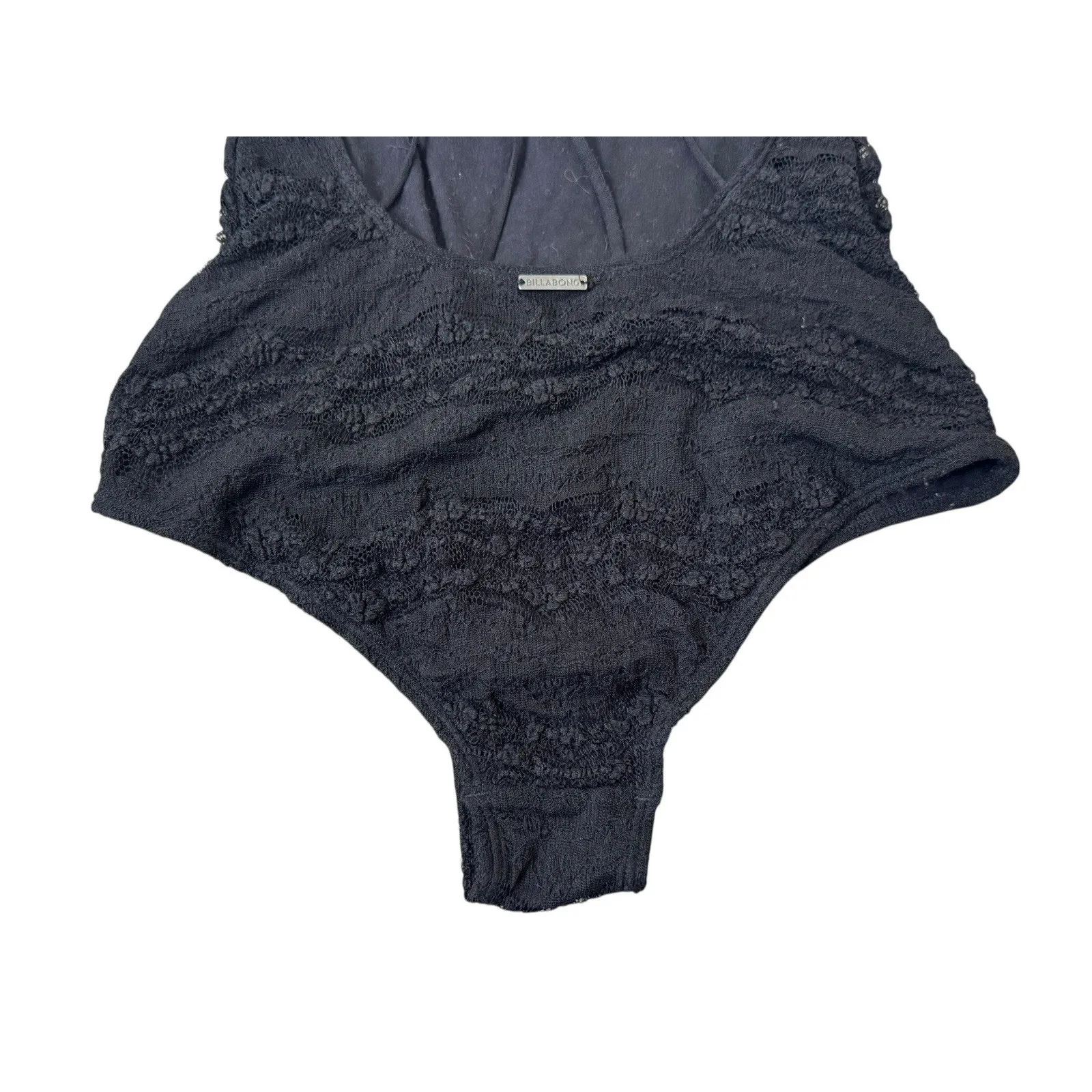 BILLABONG Lacey Daze Black Bodysuit Strappy Backless Textured Surf Skate Size SP - Image 6