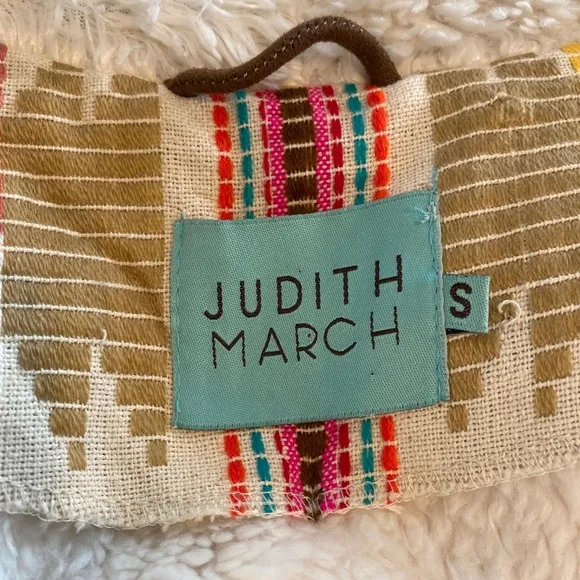 Judith March  Boho Southwestern Faux Suede Shearling Open Front Jacket size‎ S - Image 4