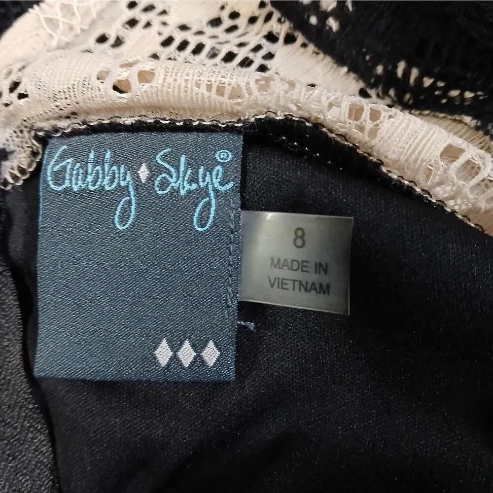 Gabby Skye Women's Dress Size 8 Black Lace Bell Sleeve Party Wedding Church - Image 7