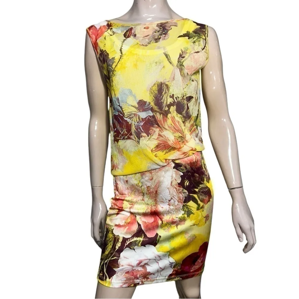 Jean Paul Gaultier 2006 Women’s Size M Yellow Floral Mesh Blouson Mini Dress Size M - Image 2