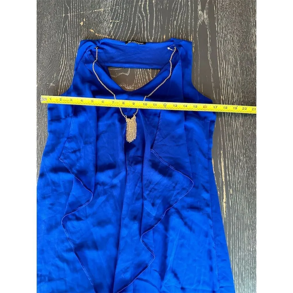 INC Women's Blue Ruffled V-Neck Hi-Low Sleeveless Party Dress S - Image 8