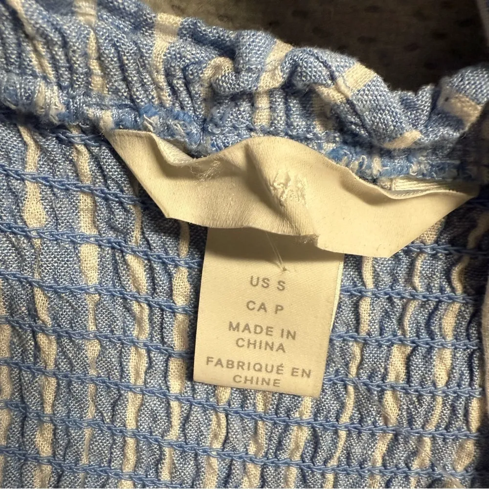 H&M Blue & White Striped Ruched Bodice Wide Leg Jumpsuit Size Small EUC - Image 4