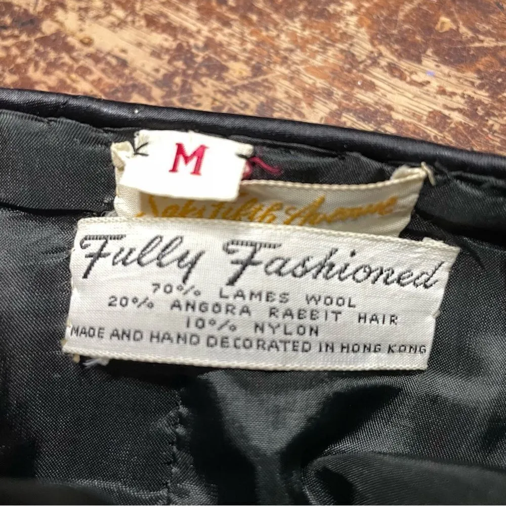 Vintage 1950s Saks Fifth Ave Beaded Angora 3/4 Sleeve Cardigan Women’s Medium‎ - Image 6