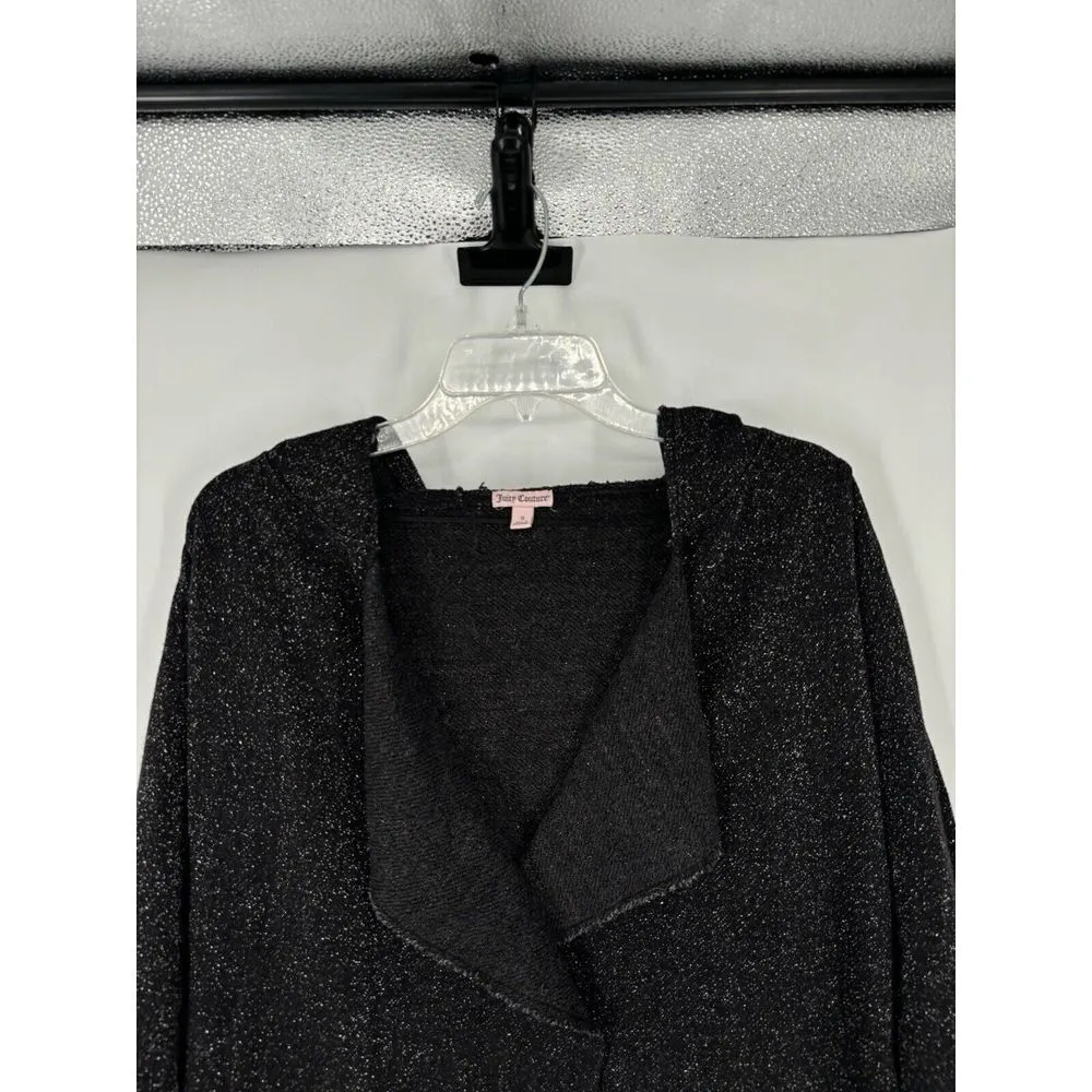 Juicy Couture Cardigan Sweater Hooded Sparkly Glitter Metallic Holiday Cute Sz S - Image 5