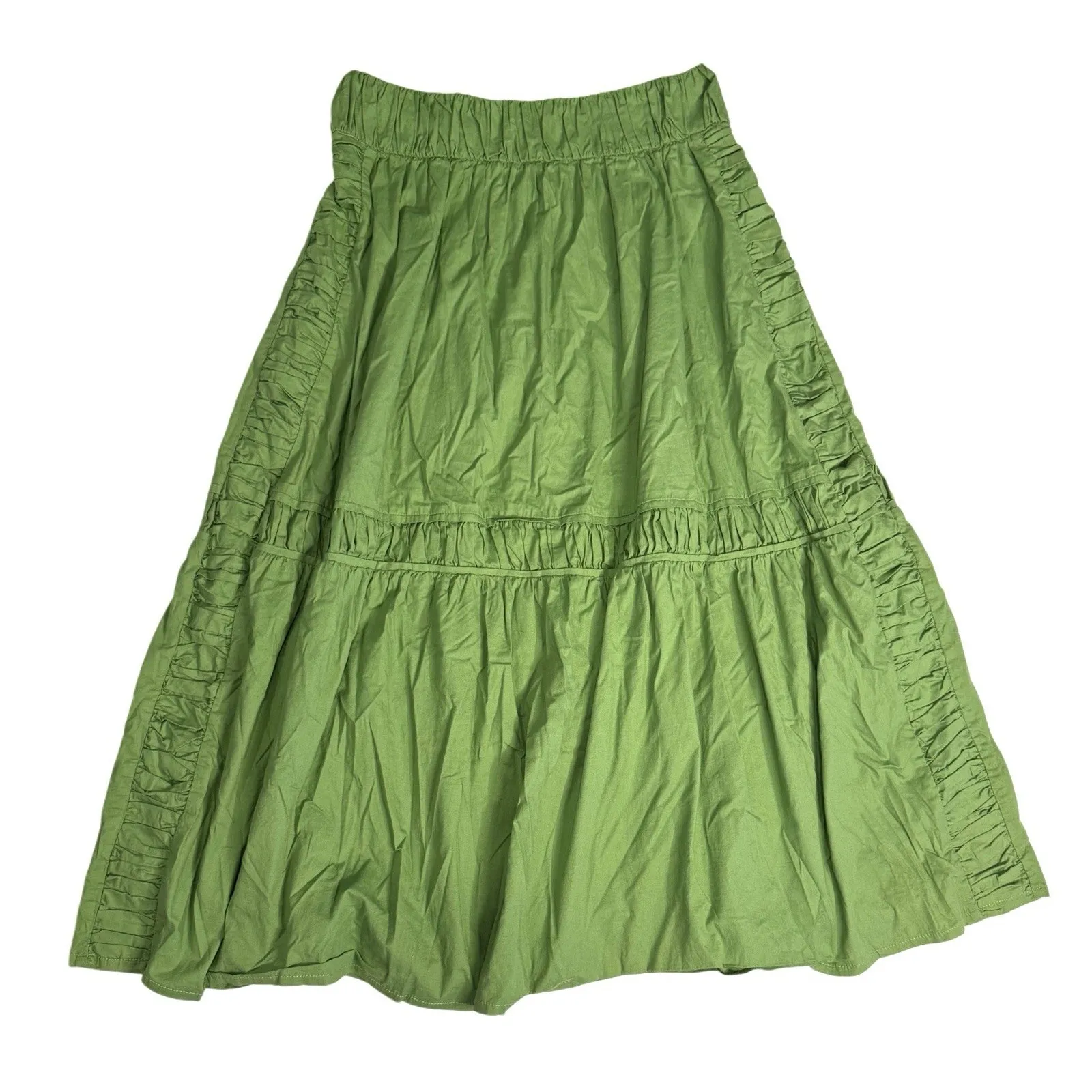 Luxe Brazilian‎ Designer 2 Piece Green Tiered Maxi Dress/Smocked Festival Boho M Size M - Image 3