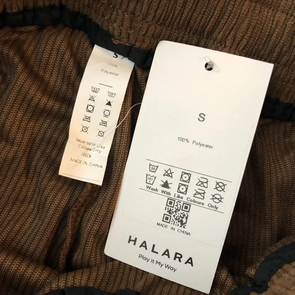 Halara Mid Rise Drawstring Side Pocket Corduroy Casual Cargo Joggers Brown S - Image 5