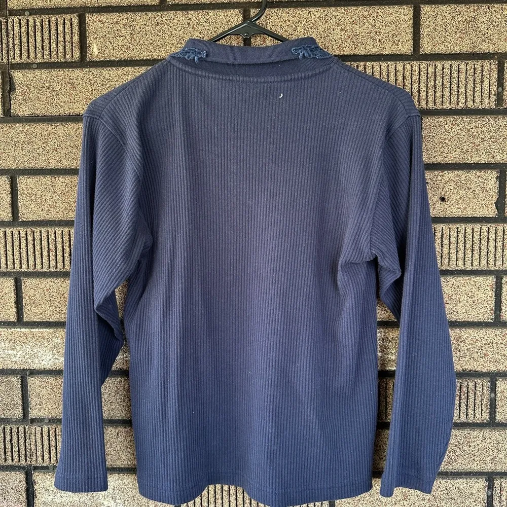Erika & Co Long Sleeve Polo With Decorative Collar Vintage 90s Petite Blue Size undefined - Image 3