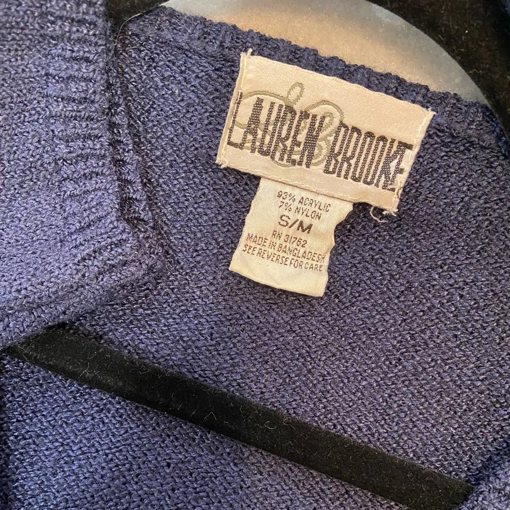 Lauren Brooke Size S Navy Blue Long Sleeve V Neck Button Front cardigan Sweater - Image 9