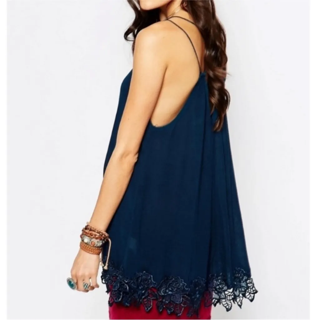 Free People Wicked Spell Tunic Mini Dress Teal Blue Boho Embroidered Size M - Image 4