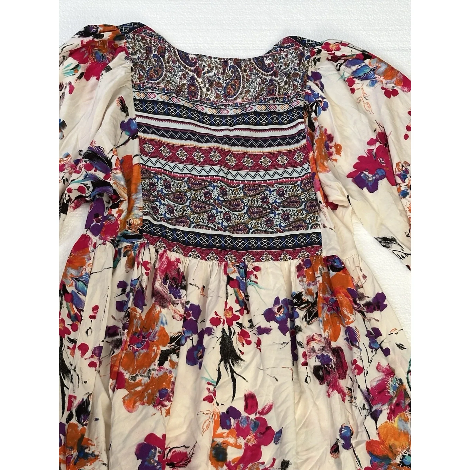 Umgee Top Tunic Babydoll Peasant Boho Festival‎ Womens Size Small Aztec Floral - Image 8