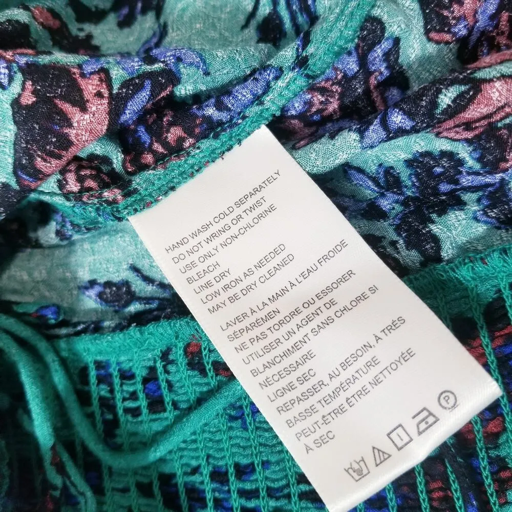 Free People Green Combo Floral Printed Hilary Crop Top Long Sleeves Blouse - Image 12