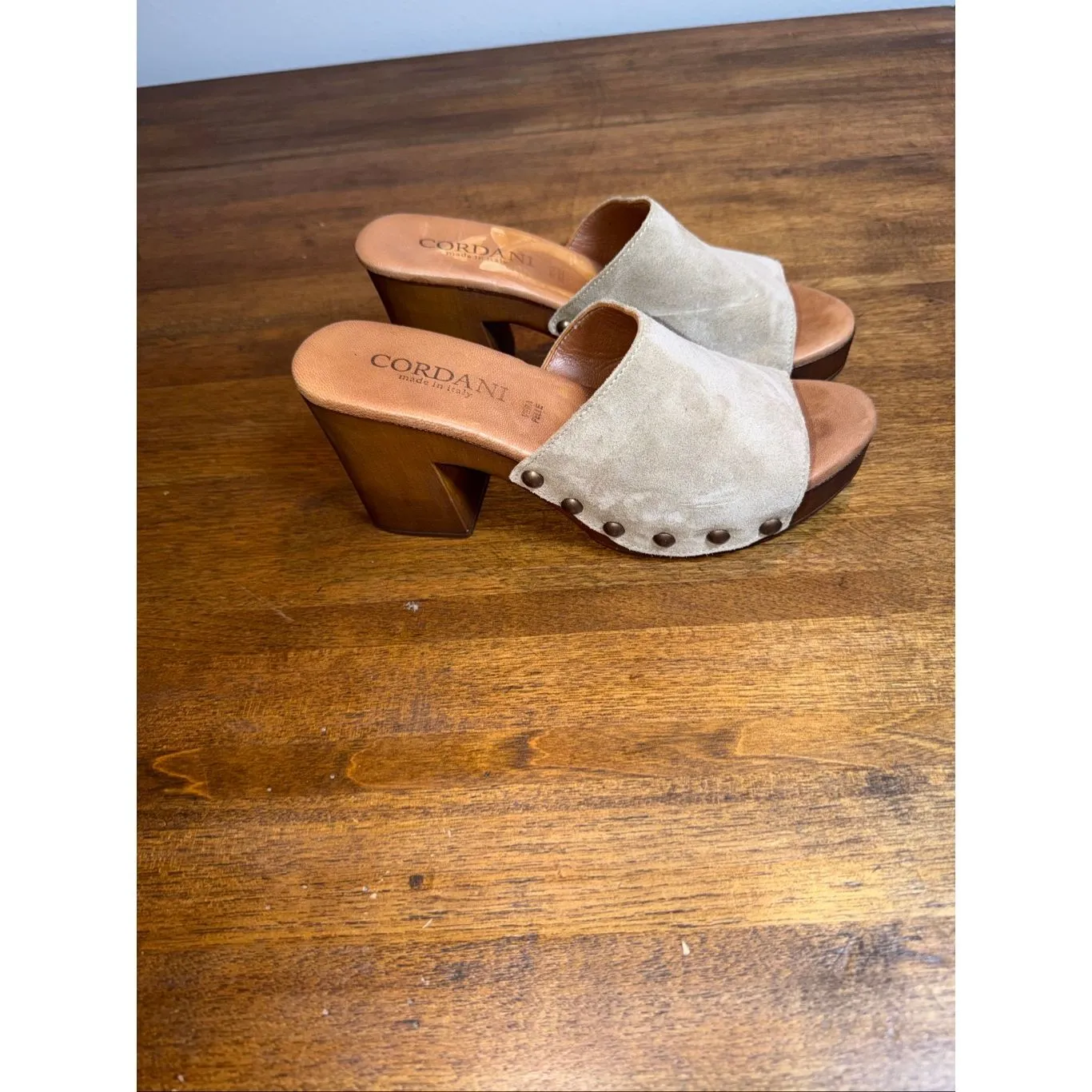 Cordani Whitley Slide On Platform Sandal Suede Tan Size 7.5 - Image 3