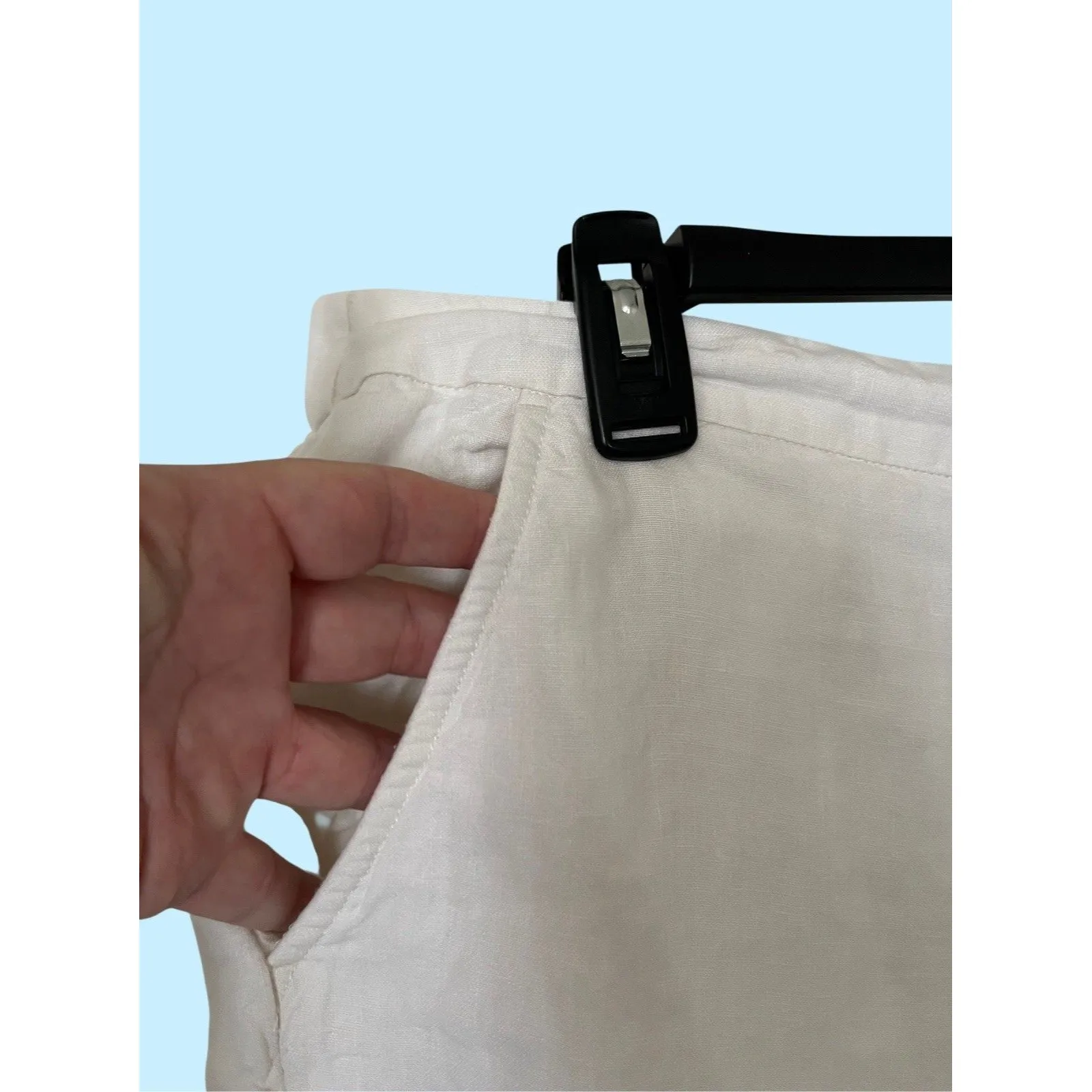 Chicos 100%  Linen Pullon Pants Size 16/XL White Pockets Straight Leg - Image 8