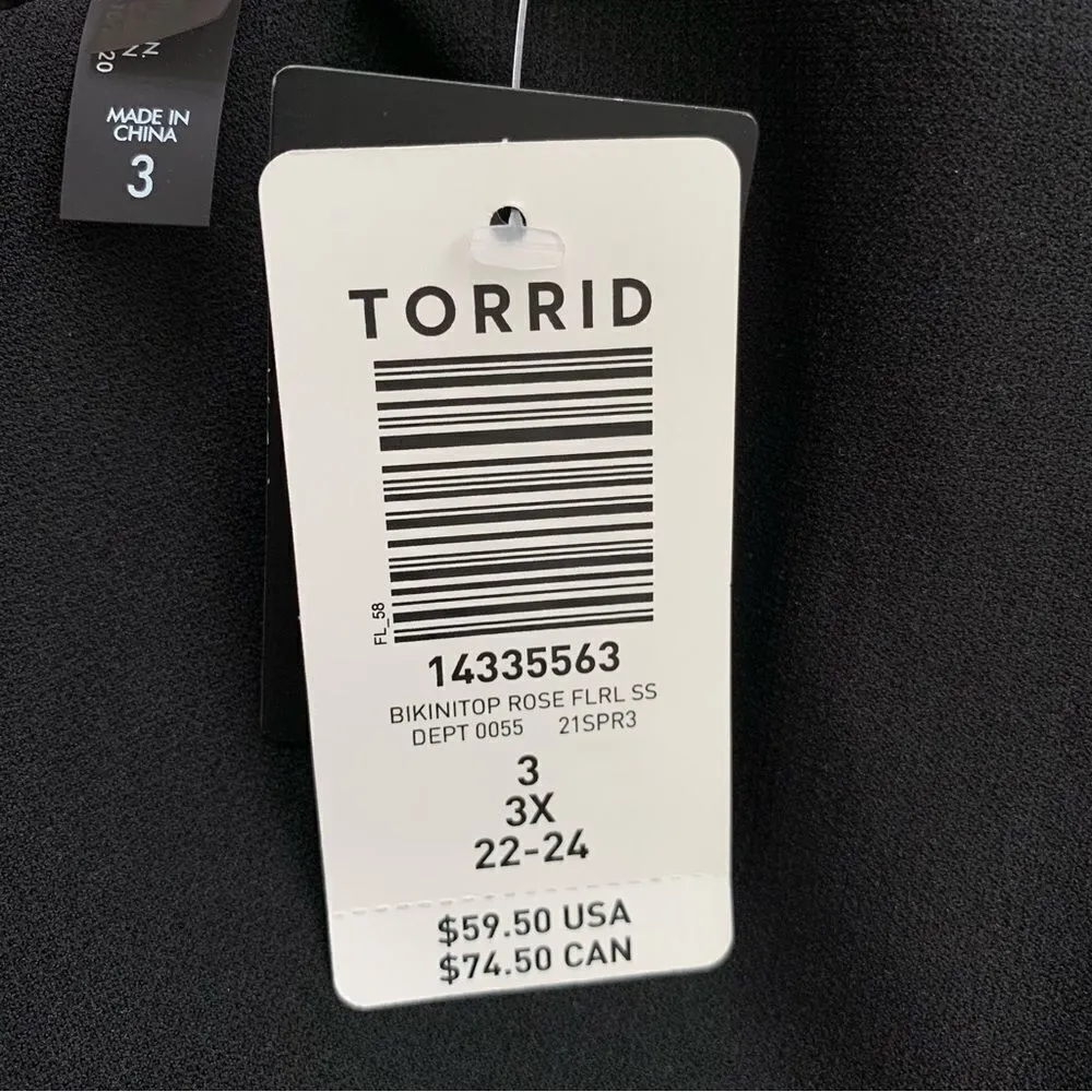 NWT Torrid Floral Wire Free Front Tie Short Sleeves Bikini Top - Image 11