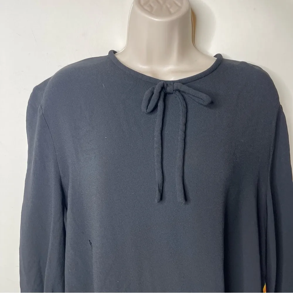 Msgm Shift Dress with Floral Print in Black Acetate sz 48 - Image 11